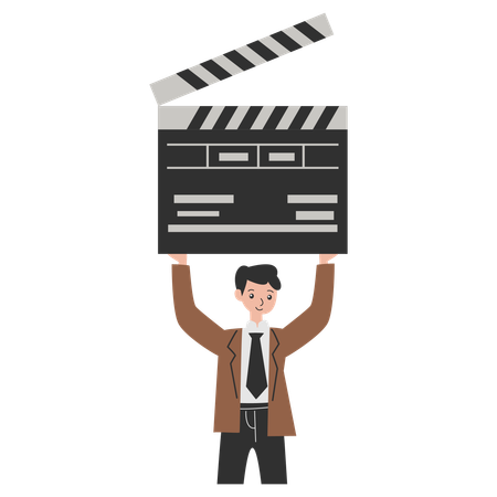 Director holding clapper board  Illustration