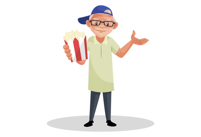Director holding popcorn Illustration