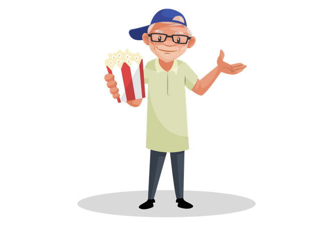 Director holding popcorn  Illustration