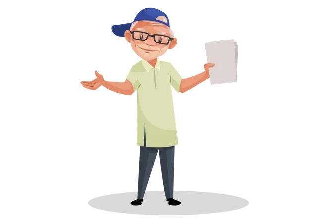 Director holding script in his hand  Illustration