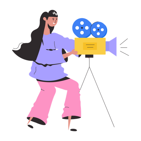 Directora de fotografía haciendo película  Ilustración