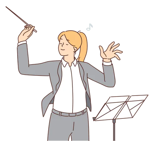 Directora de orquesta de música femenina  Ilustración