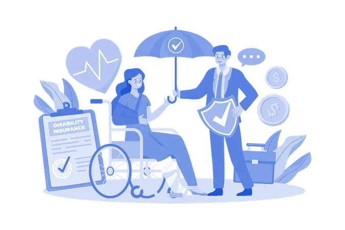 Disability Insurance Providing Income In Case Of Disability Illustration