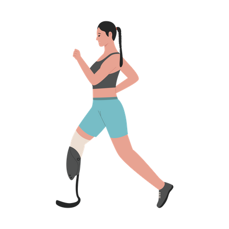 Disable Athlete female running  Illustration