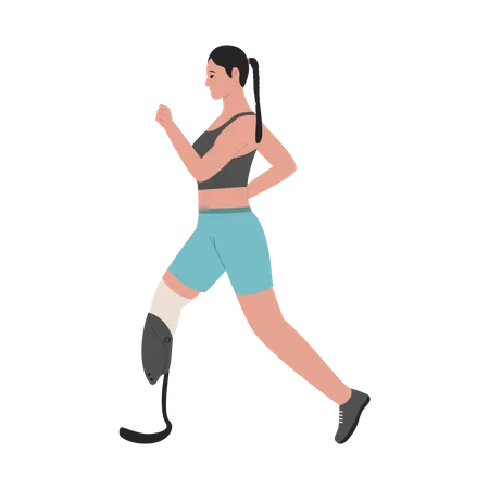 Disable Athlete female running  Illustration