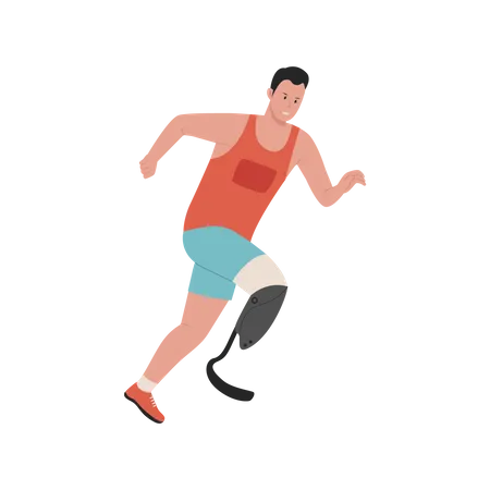 Disable Athlete male running  Illustration
