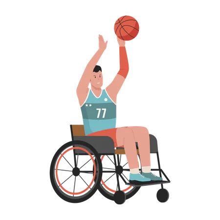 Disable Athlete man playing basketball  Illustration