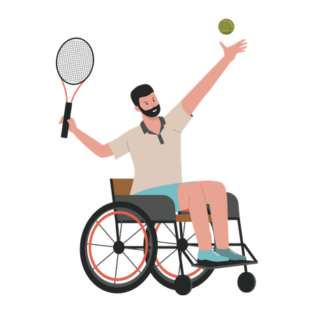 Disable Athlete man playing tennis  イラスト