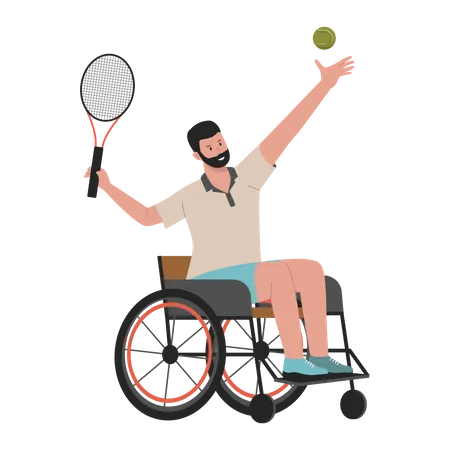 Disable Athlete man playing tennis  Illustration