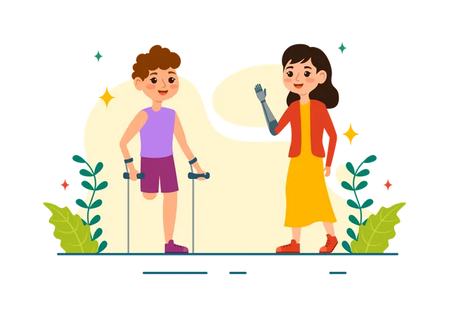 Disable boy and girl talking together  Illustration