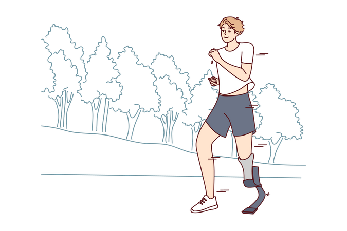 Disable boy running outside  Illustration