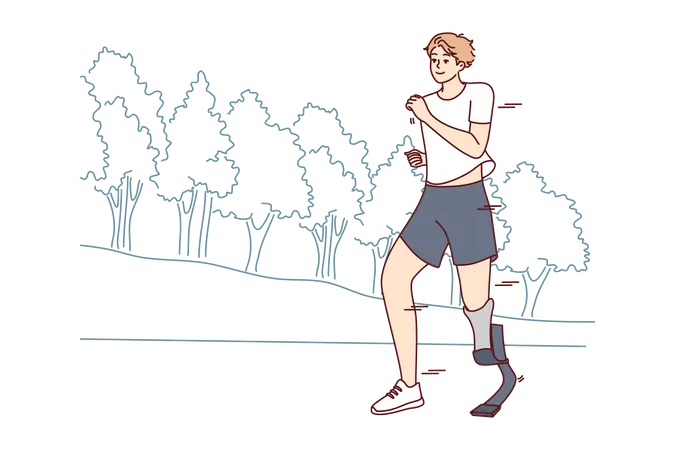 Disable boy running outside  Illustration
