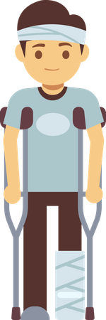 Disable Child With Crutches  Illustration