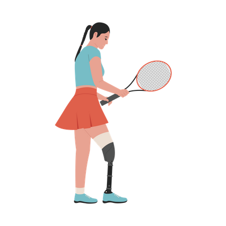 Disable female playing tennis  Illustration