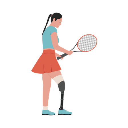 Disable female playing tennis  Illustration