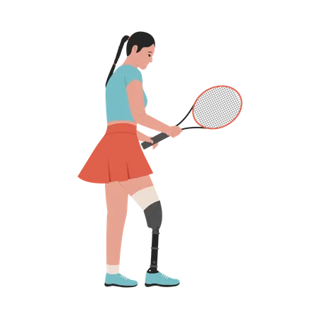 Disable female playing tennis  Illustration