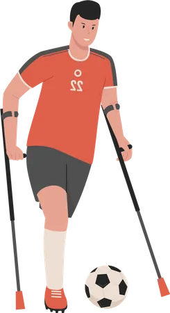 Disable male playing football  Illustration