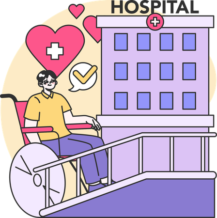 Disable man at hospital  Illustration