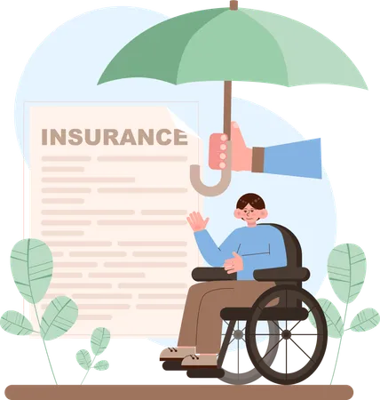 Disable man having life insurance  Illustration
