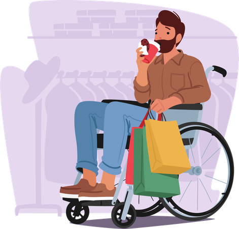 Disable Man on Wheelchair  Illustration