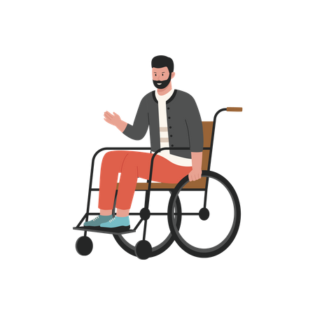 Disable man sitting on wheelchair  Illustration