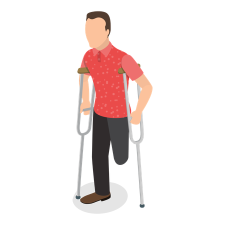 Disable man with crutches  Illustration