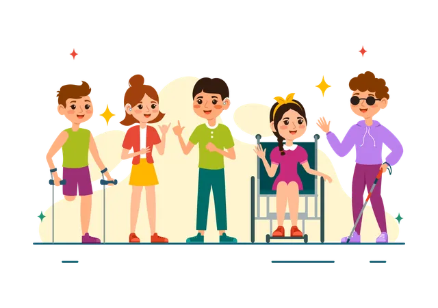 Disable people together  Illustration