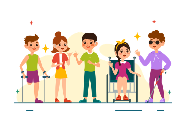 Disable people together  Illustration