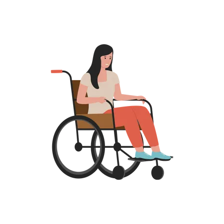 Disable Woman sitting on wheelchair  Illustration