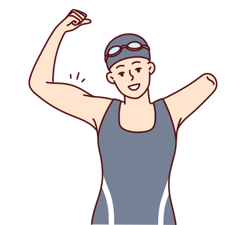 Disable woman wining swimming competition  Illustration