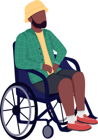 Disabled african man in wheelchair  Illustration
