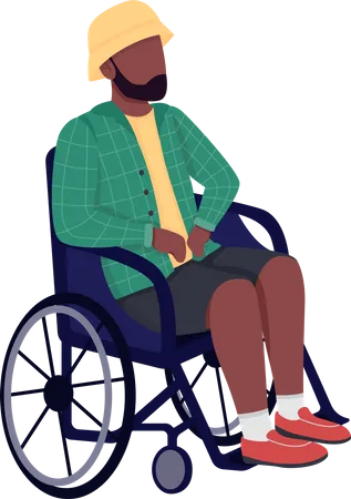 Disabled african man in wheelchair  Illustration
