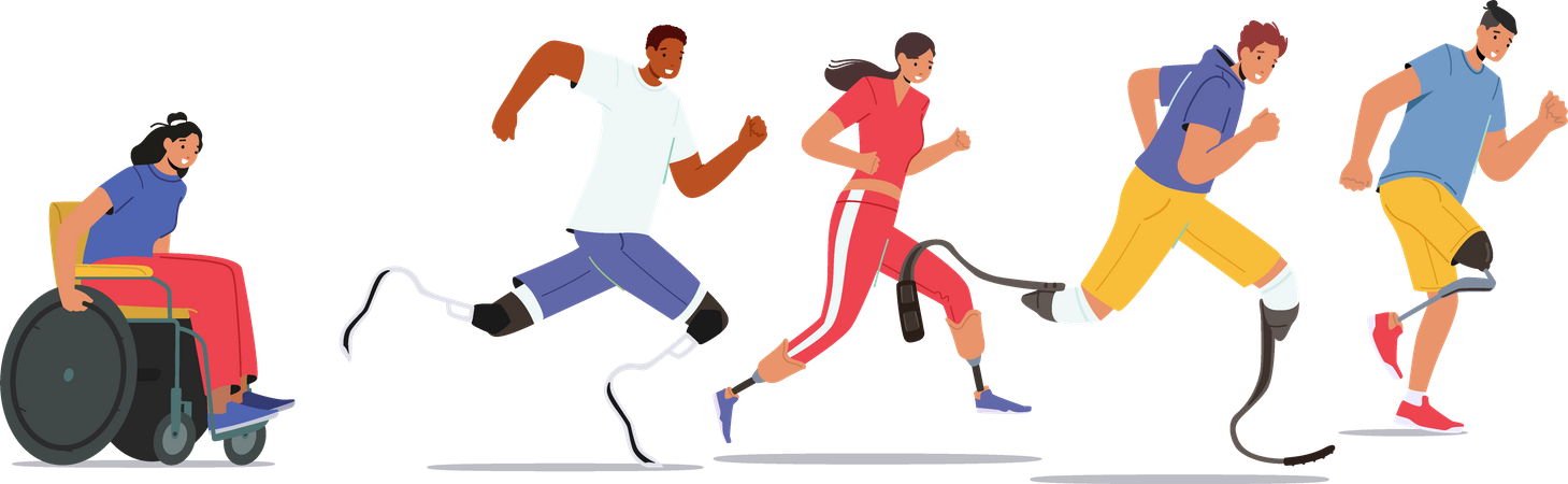 Disabled Athlete Run City Marathon  Illustration