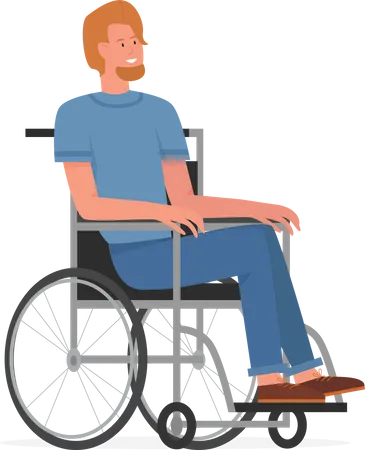 Disabled boy on wheelchair  Illustration
