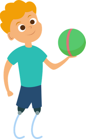 Disabled boy playing with ball  Illustration