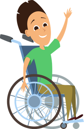 Disabled boy sitting on wheelchair Illustration