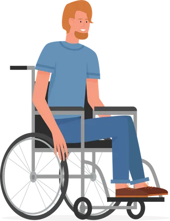 Disabled boy sitting on wheelchair  Illustration