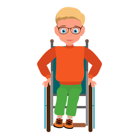 Disabled boy smiling with happiness  Illustration