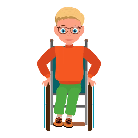 Disabled boy smiling with happiness  Illustration