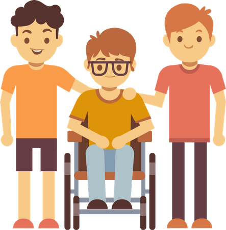 Disabled child with friend Illustration