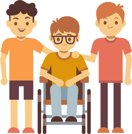Disabled child with friend  Illustration