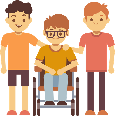 Disabled child with friend  Illustration