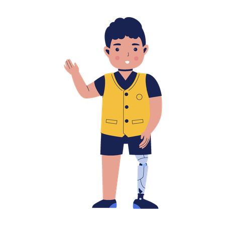 Disabled children waving hand  Illustration