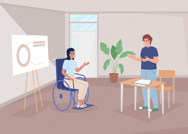 Disabled employee in office Illustration