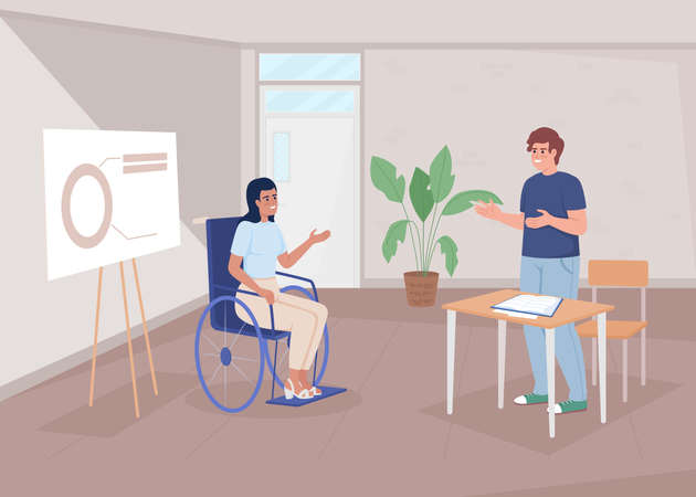 Disabled employee in office  Illustration