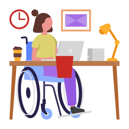 Disabled Employee working in office  Illustration