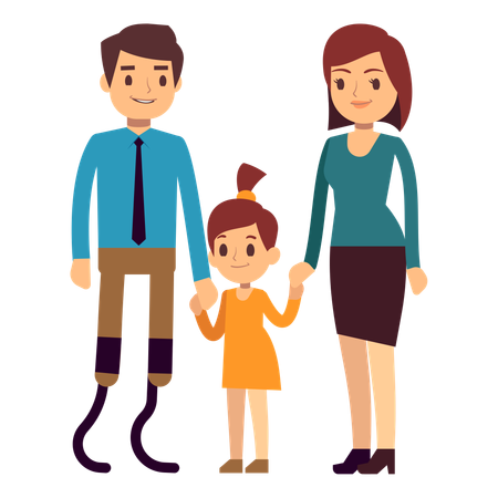 Disabled father standing with family  Illustration