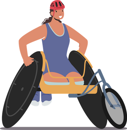 Disabled female Athlete on wheelchair  Illustration