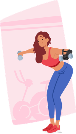 Disabled Female Lifting Dumbbell  Illustration