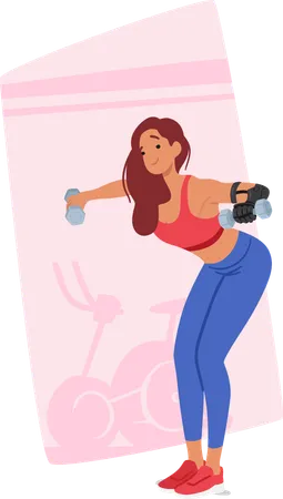 Disabled Female Lifting Dumbbell  Illustration